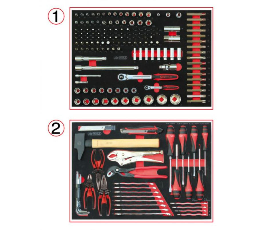 Servante d'atelier RACING KS TOOLS 5 tiroirs équipée de 184 outils - 855.5184
