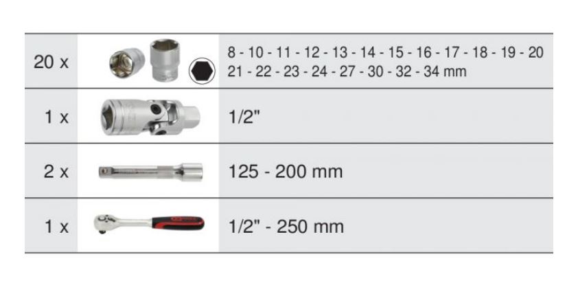 Coffret de douilles et accessoires ULTIMATE 1/2'', 24 pièces KS TOOLS - 922.0623