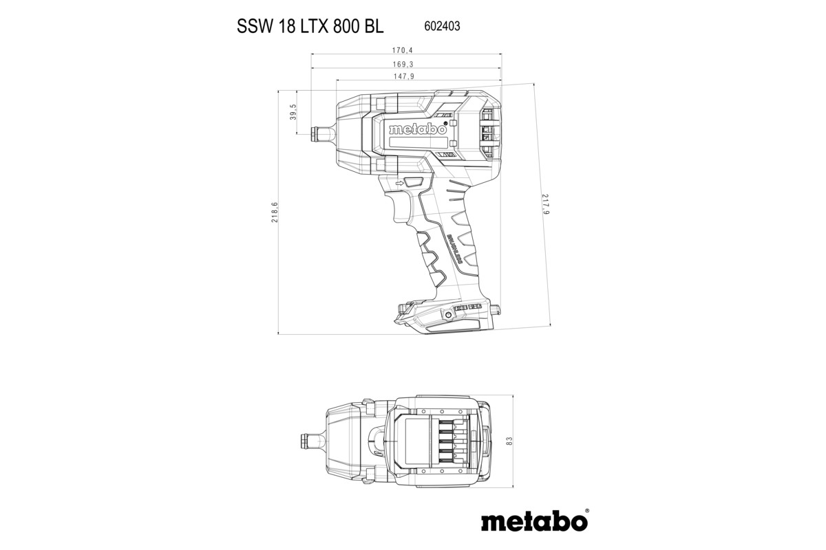Boulonneuse à chocs 18 V SSW 18 LTX 800 BL - METABO - 602403850