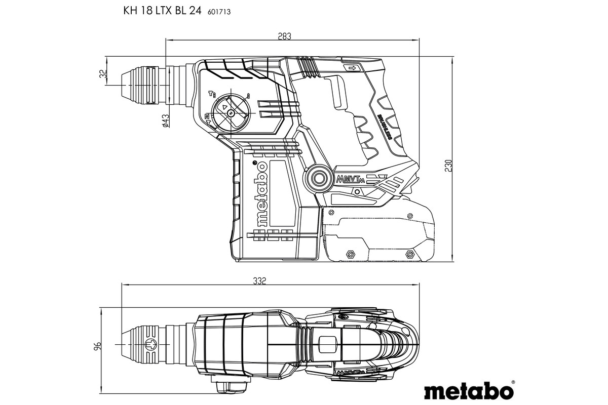Marteau perforateur burineur 18 V KH 18 LTX 24 BL  - METABO - 601713660