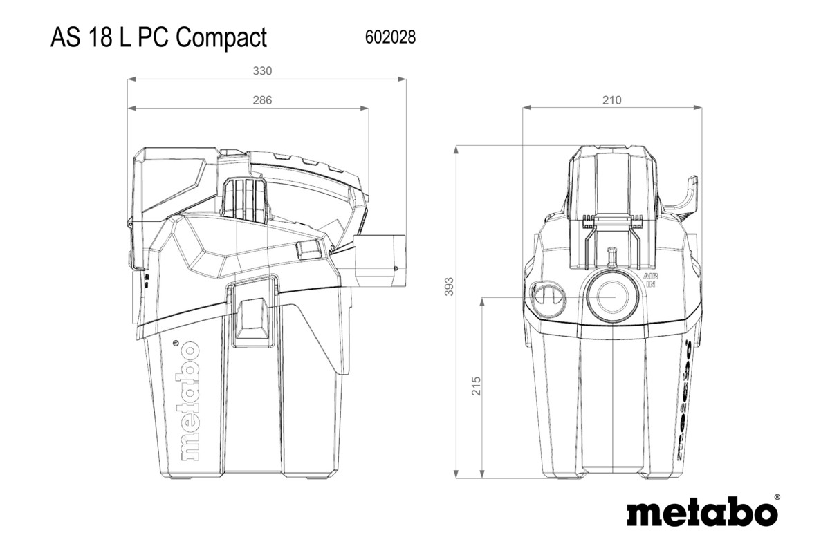 Aspirateur 18 V AS 18 L PC Compact - METABO - 602028850
