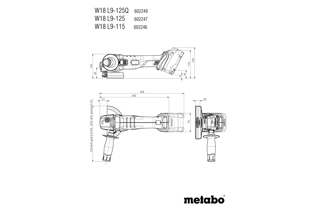 Meuleuse 125 mm 18 V W 18 L 9-125 Quick - METABO - 602249840