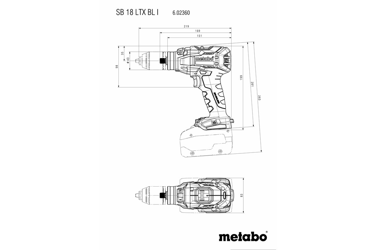Perceuse à percussion 18 V SB 18 LTX BL I  - METABO - 602360650
