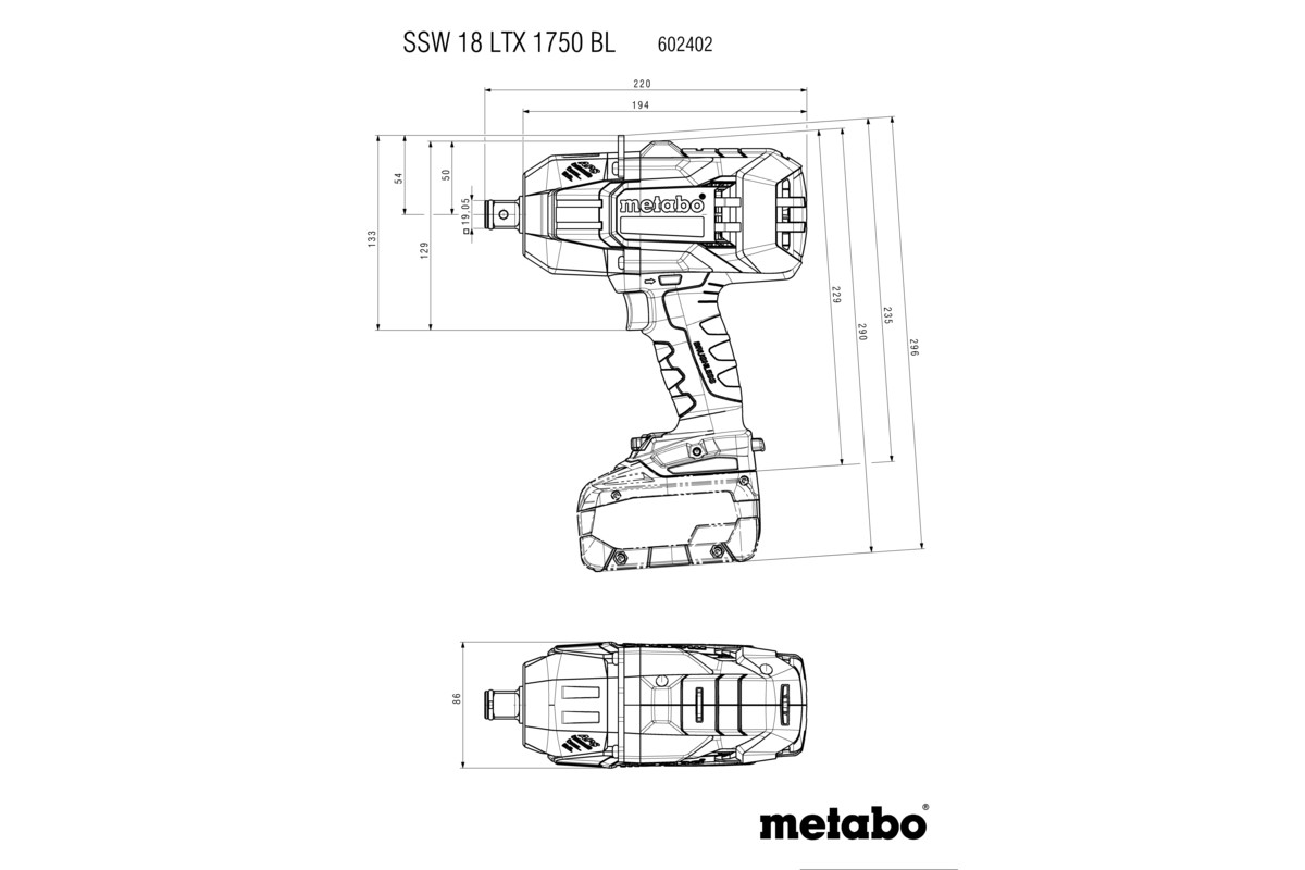 Boulonneuse à chocs 18 V SSW 18 LTX 1750 BL - METABO - 602402840