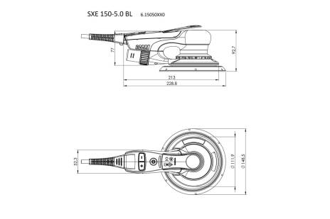 Ponceuse excentrique 150 mm SXE 150-5.0 BL avec Metabox 145 - METABO - 615050700
