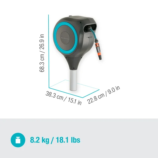 Dévidoir automatique sur pic RollUp S 15 m - GARDENA (Bleu turquoise) - GARDENA - 18604-20