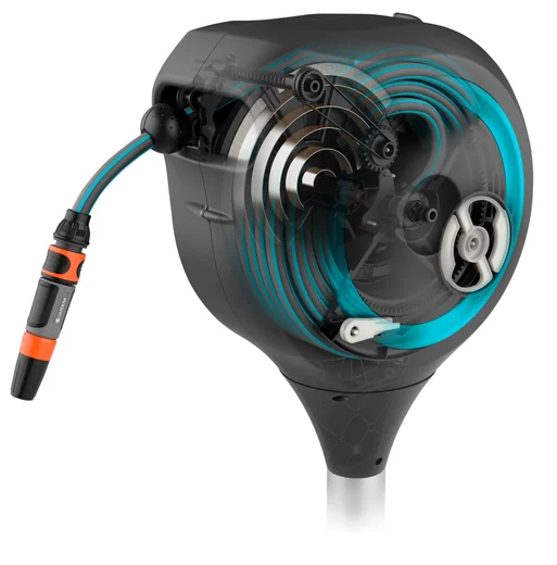 Dévidoir automatique pour terrasse RollUp S tuyau de 15 m bleu turquoise - enroulement automatique - GARDENA - 18605-20