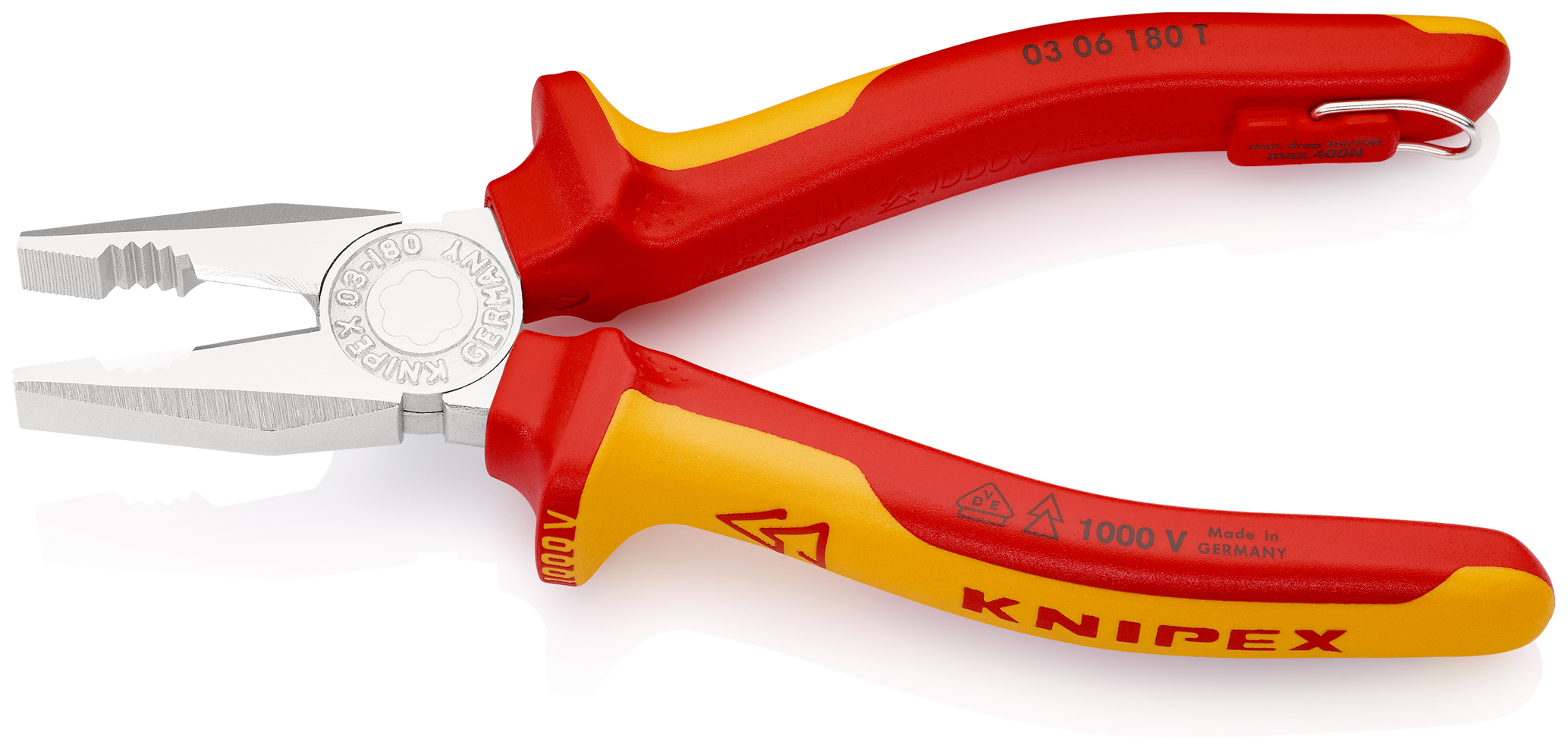 Pince univ 180mm chrome 1000v antichute KNIPEX - 03 06 180 T
