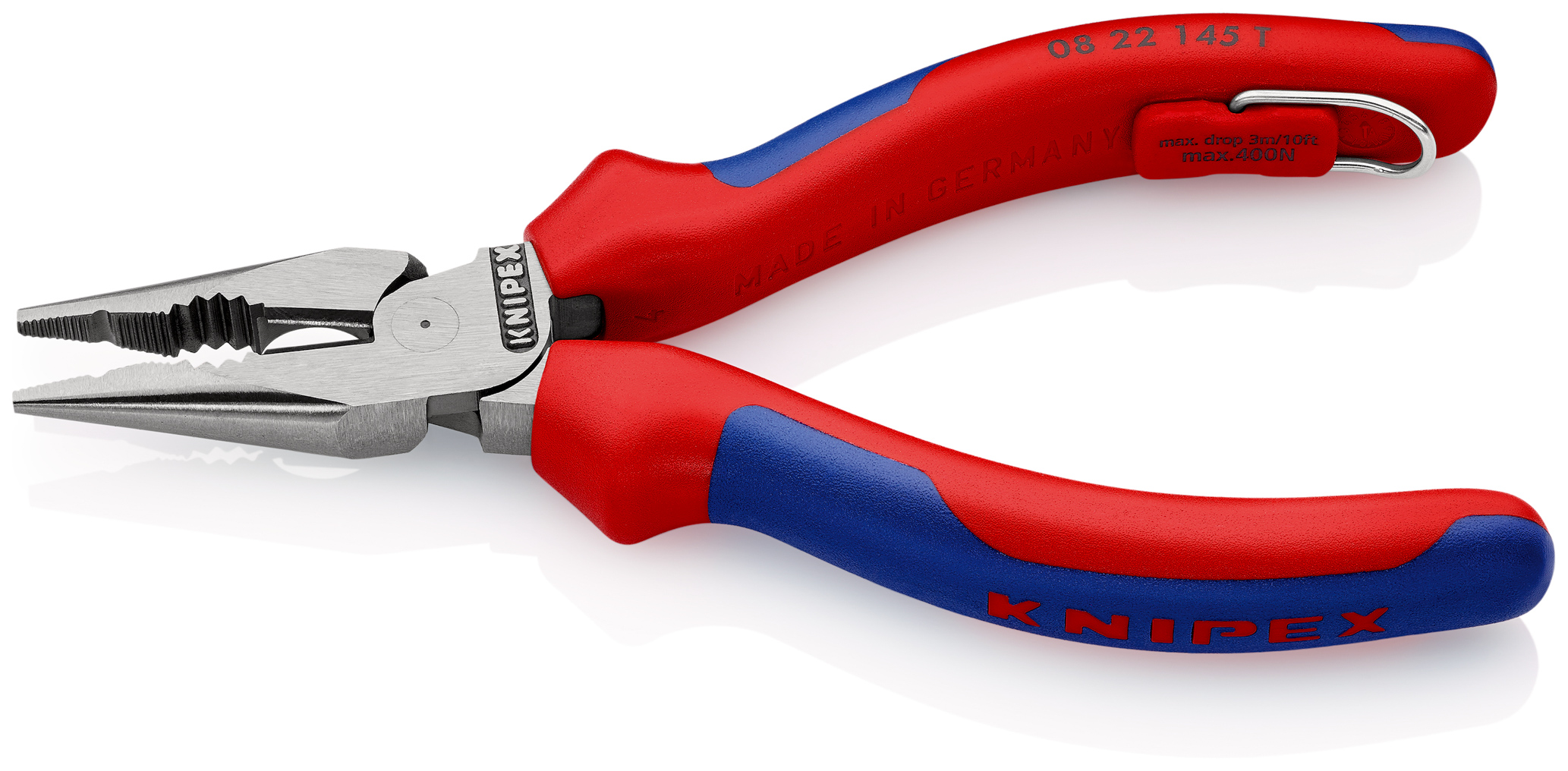 Pince univers. 1/2 ronde 145mm antichute KNIPEX - 08 22 145 T