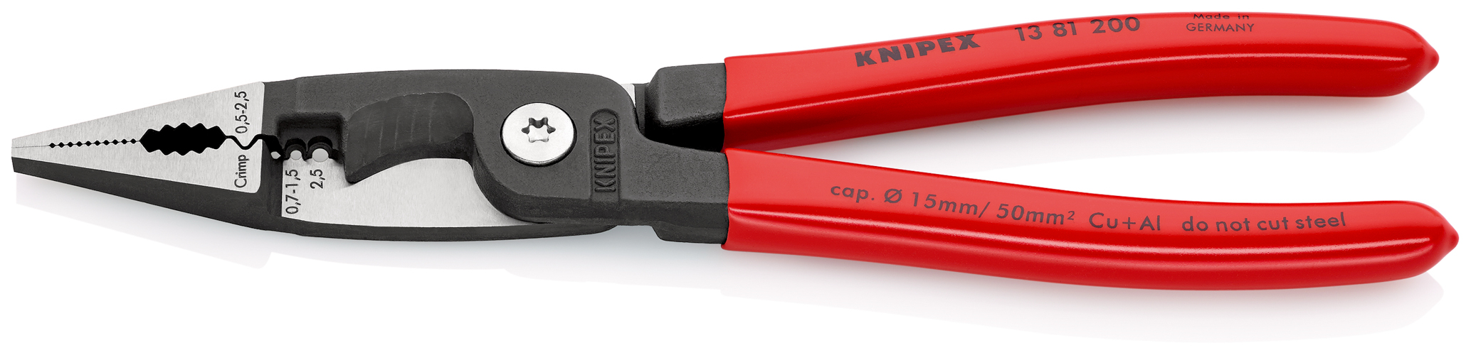 Pince multifonction gaine pvc sur carte KNIPEX - 13 81 200 SB