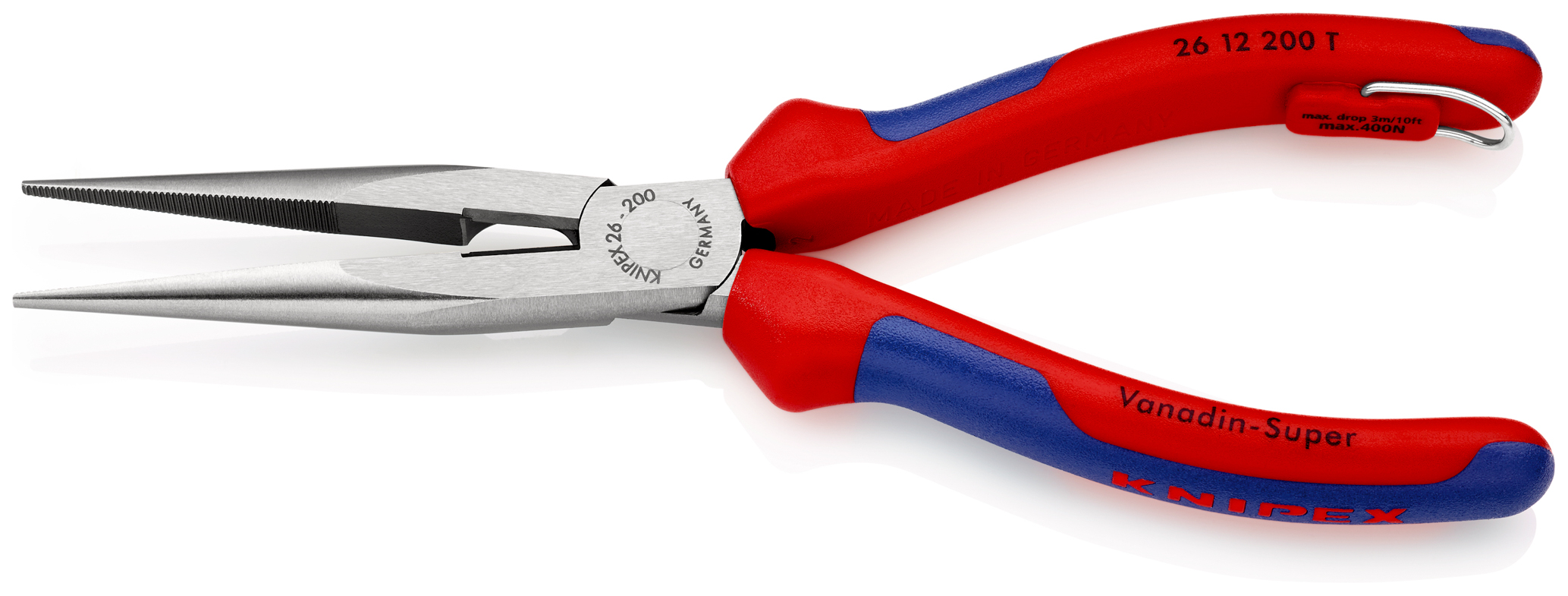 Pince a becs 1/2 ronds 200mm antichute KNIPEX - 26 12 200 T BK