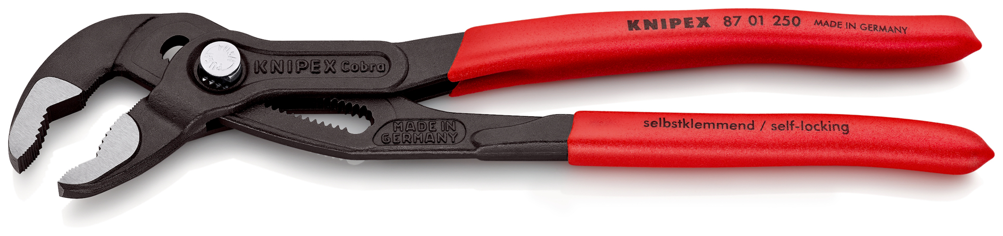 Pince multiprise de pointe Cobra - 46 mm d'ouverture - sur carte, sous blister - KNIPEX - 87 01 250 SB