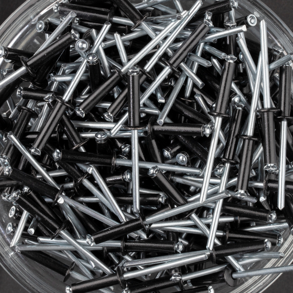 250 rivets éclatés à aluminium/acier à tête plate à RAL9005 à Ø4x12mm - SCELL-IT - PBD4012