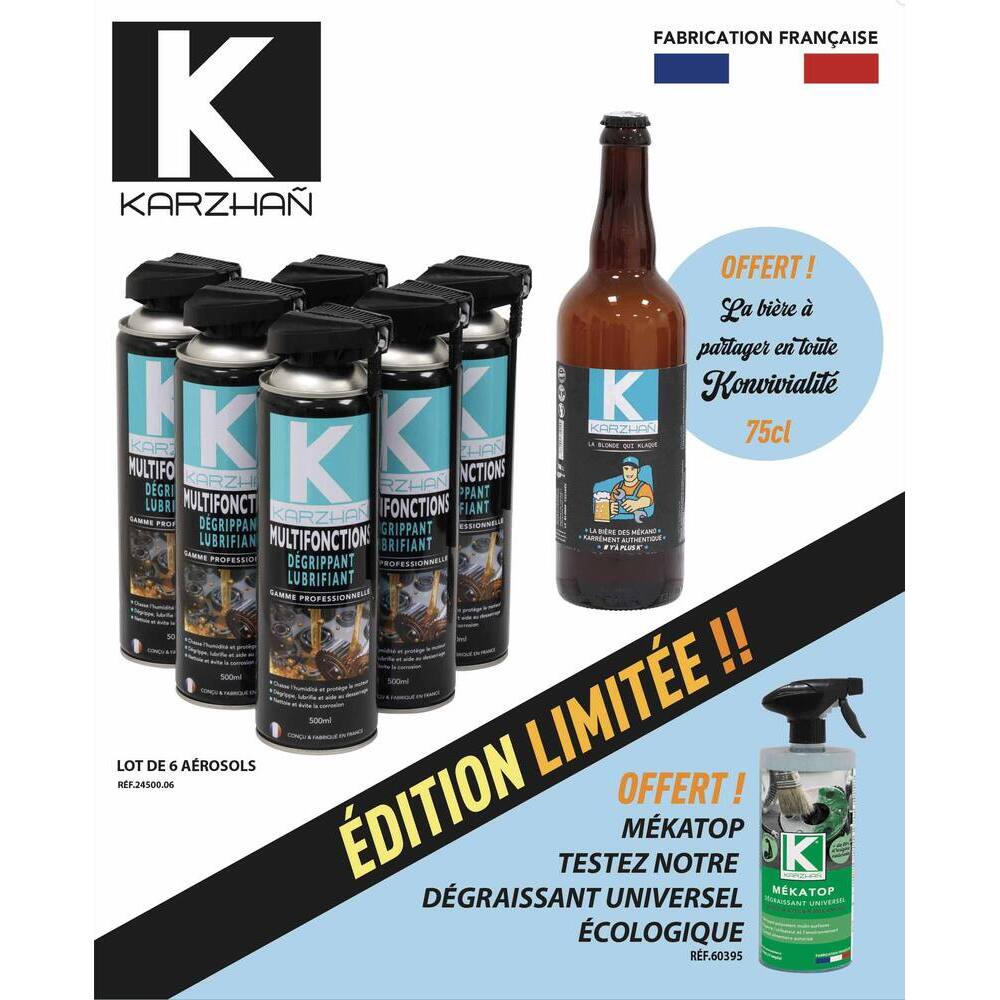 Dégrippant, lubrifiant multifonctions - Lot de 6 - KARZHAN - 24500.06