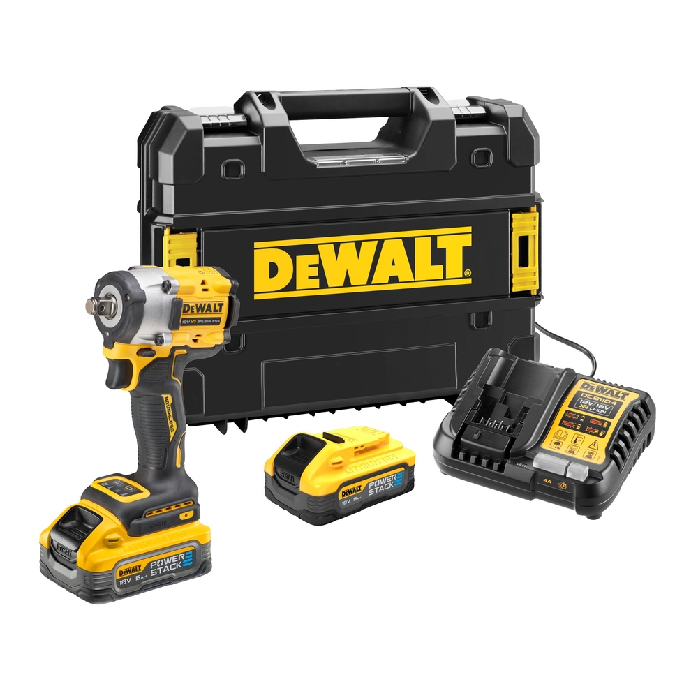 Boulonneuse 1/2'' XR 18 V 5 Ah Brushless 406 Nm - jonc de sécurité - POWERSTACK - DCF921H2T-QW - DEWALT