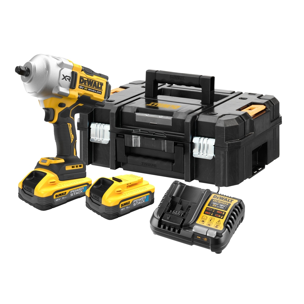 Boulonneuse ½” XR 18V 5Ah Li-Ion Brushless 1632Nm - Jonc de sécurité -POWERSTACK - DCF961H2T-QW - DEWALT