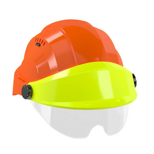 CASQUE 'ORIZON' ORANGE VISIERE FLUO JAUNE AVEC LUNETTE TALIAPLAST - 563757