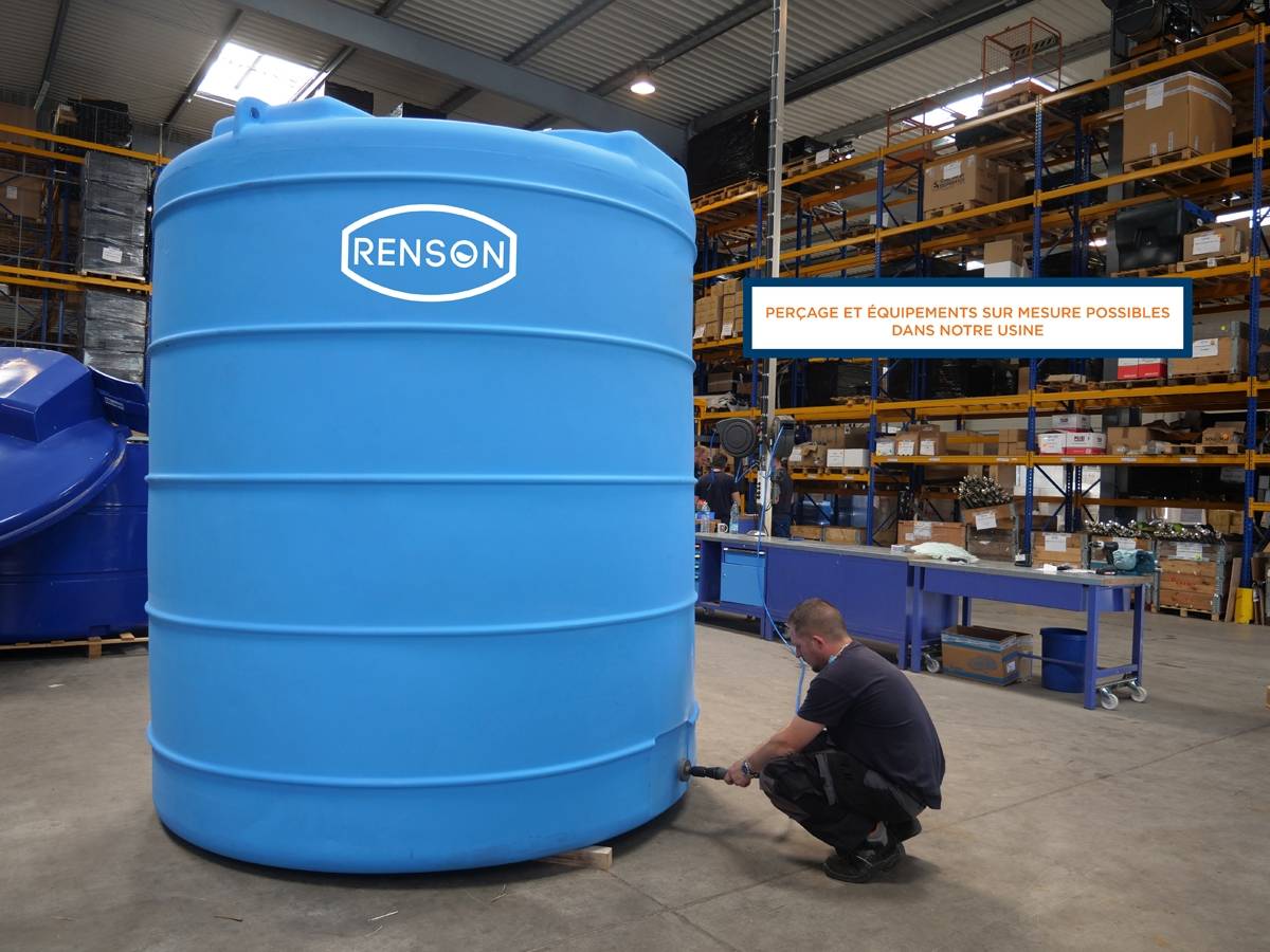 CUVE STOCKAGE VERTICALE BLEUE EN PE 10000L - RENSON - 980030