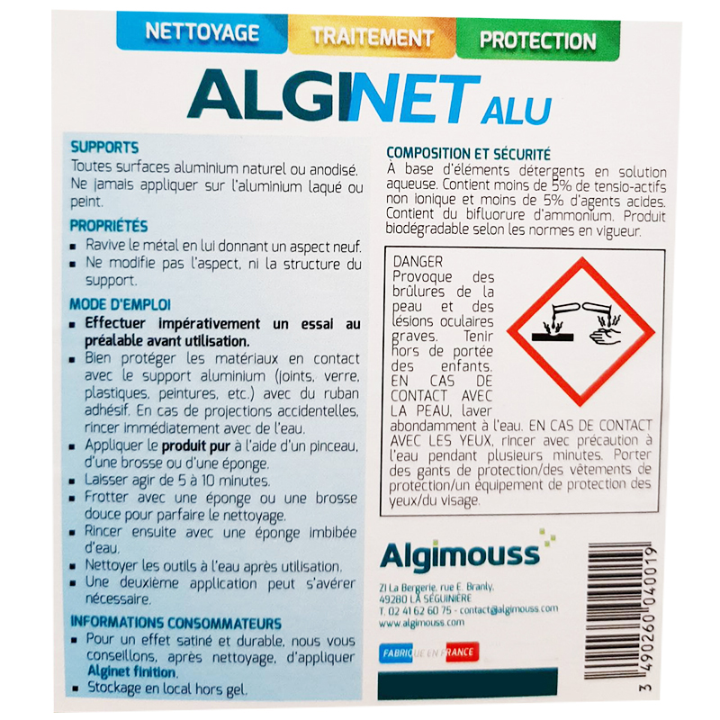 ALGINET ALU - 5 LITRES - Nettoyant Aluminium ALGIMOUSS - 004002