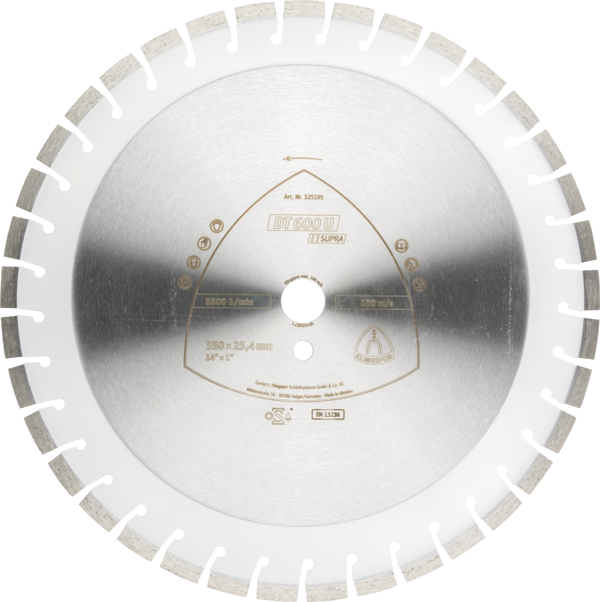 Disques à tronçonner diamantés DT SUPRA DT600U S 400X3,6X20 43K 10 KLINGSPOR - 347484