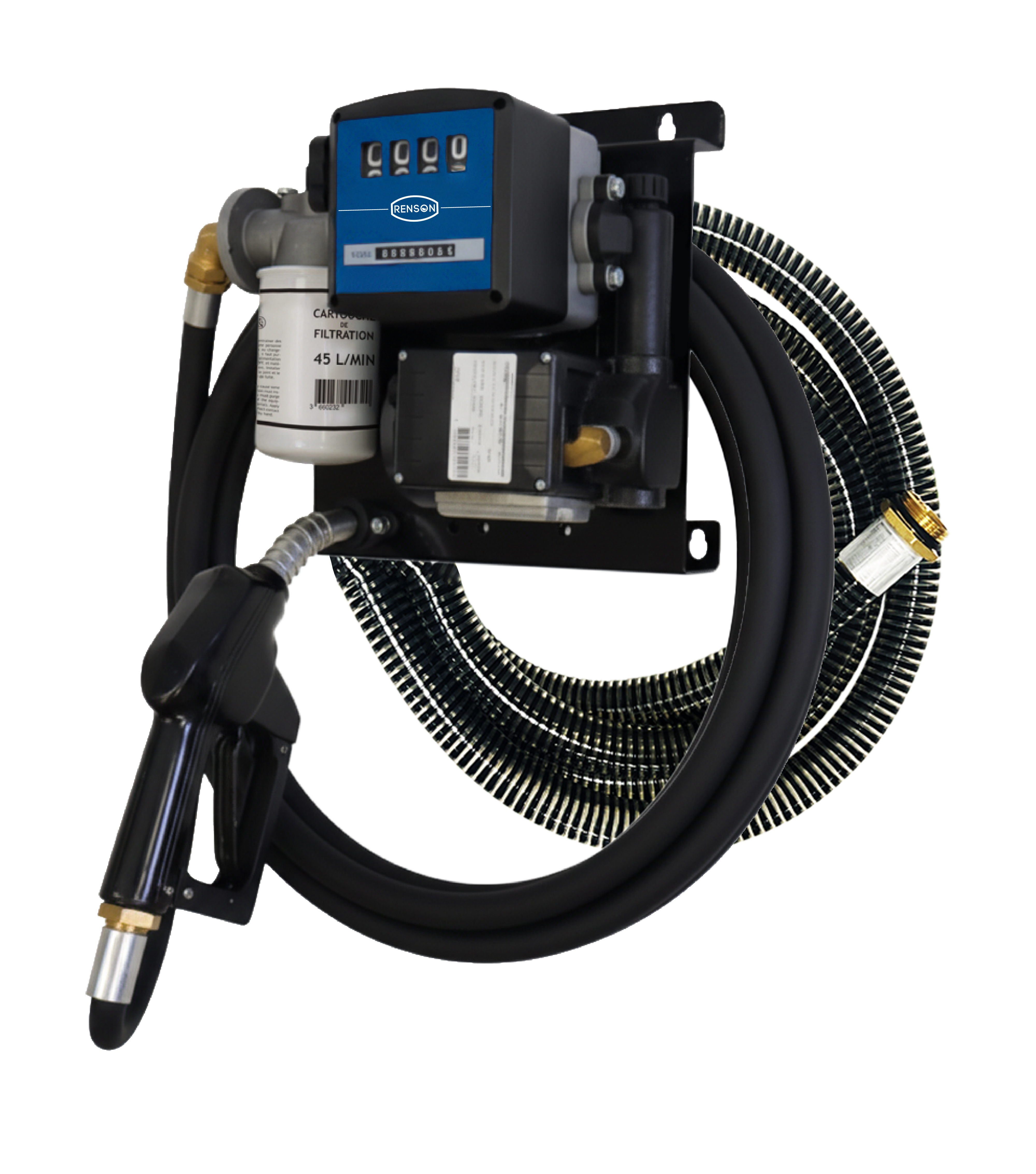 STATION FUEL PISTOLET AUTOMATIQUE AVEC COMPTEUR, KIT DE FILTRATION ET ASPIRATION 230V 50L/M  - RENSON - 138141ASP