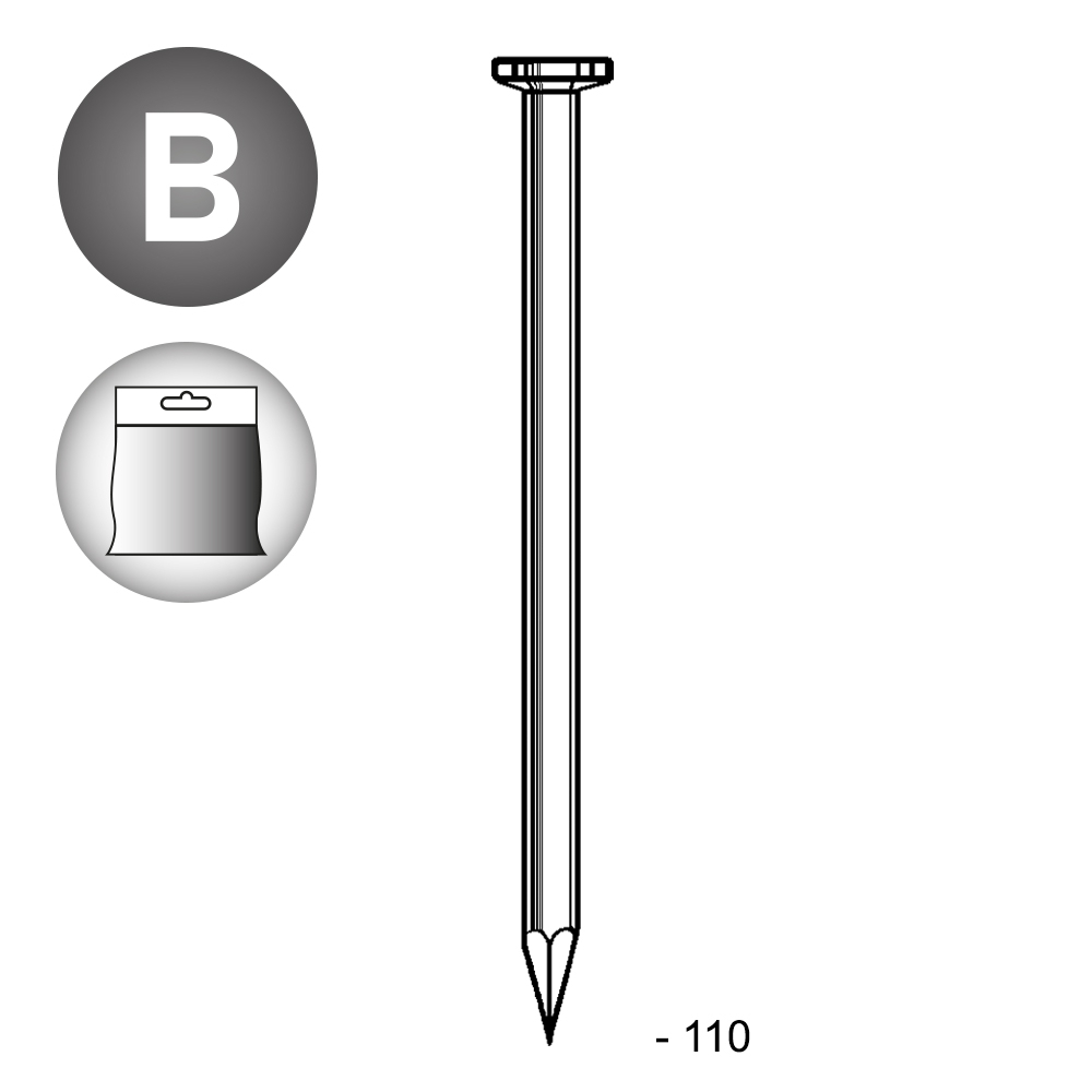 Pointe tête plate lisse 5,0X110 - 1 KG - ALSAFIX - 1P501101