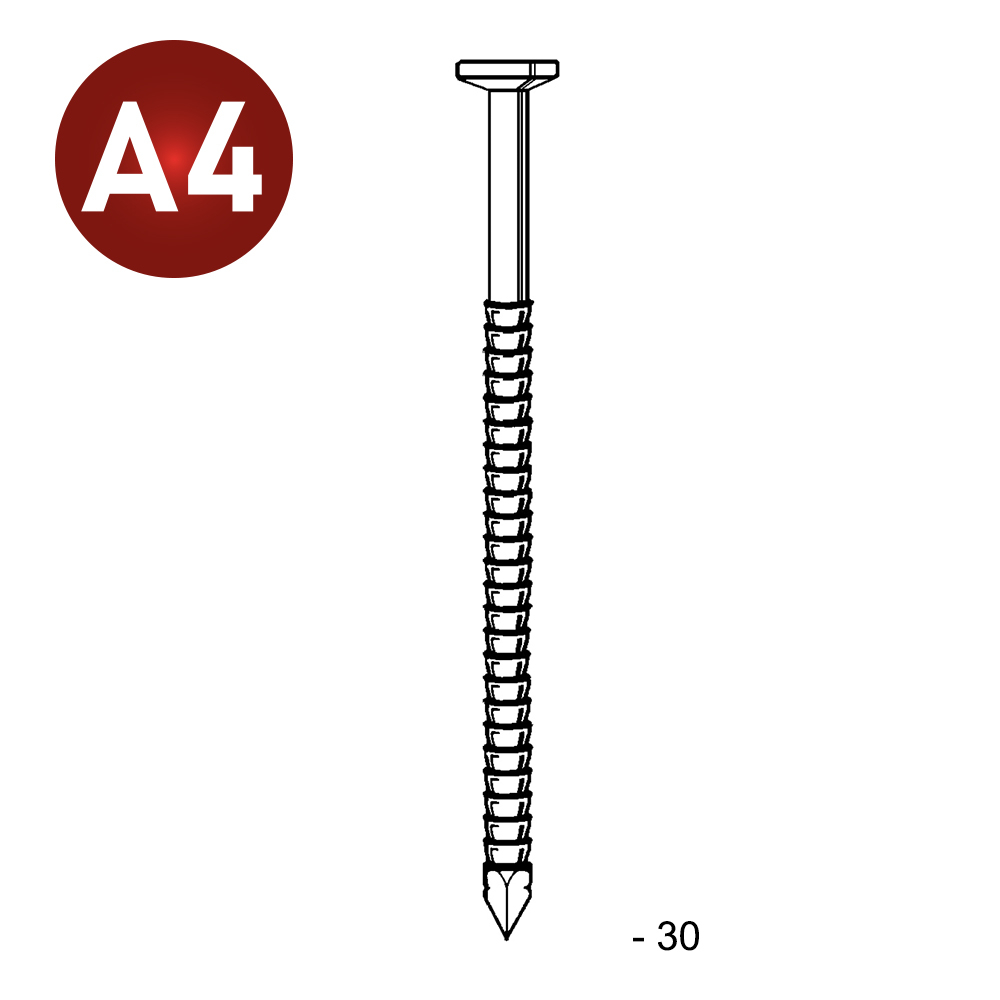 Pointe tête plate annelée inox 28/31X30 - 1 KG - ALSAFIX - TP280309