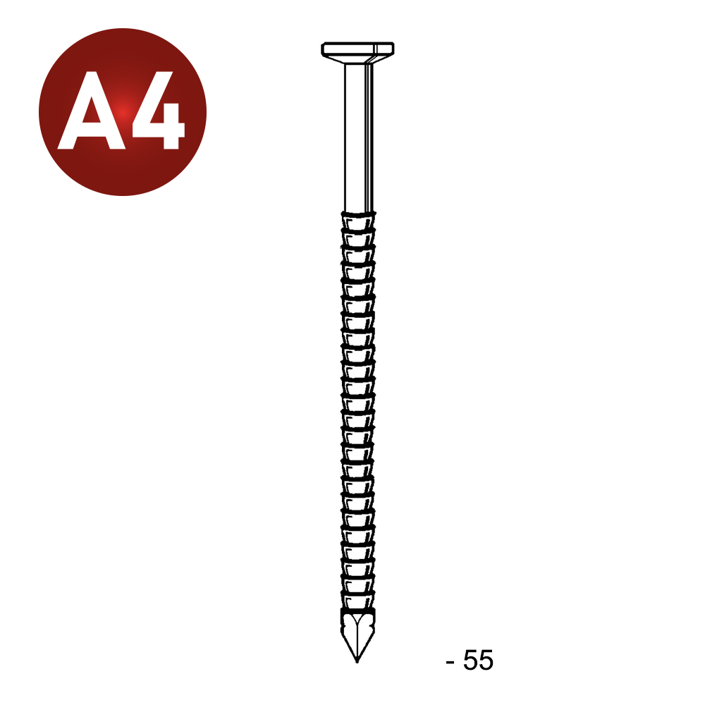 Pointe tête plate annelée inox 28/31X55 - 1 KG - ALSAFIX - TP280559