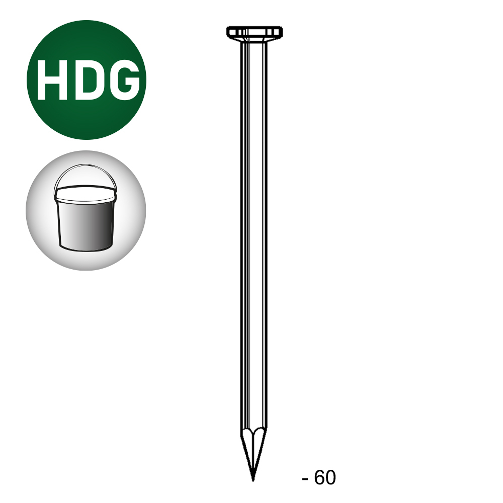 Pointe tête plate lisse HDG 2,8X60 EN SEAU DE 5 KG - ALSAFIX - TP280605S