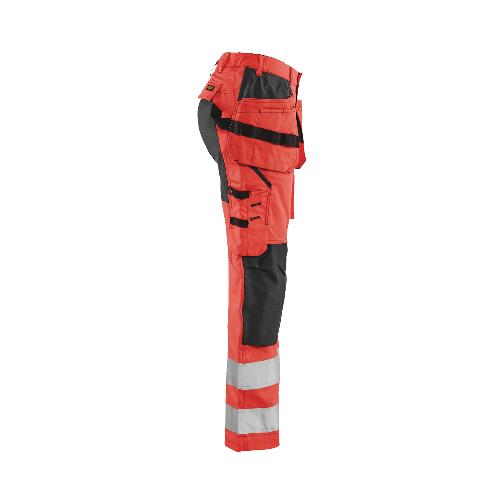 Pantalon +stretch haute-visibilité femme 7163 Rouge fluo/Noir Blaklader - 716318115599C