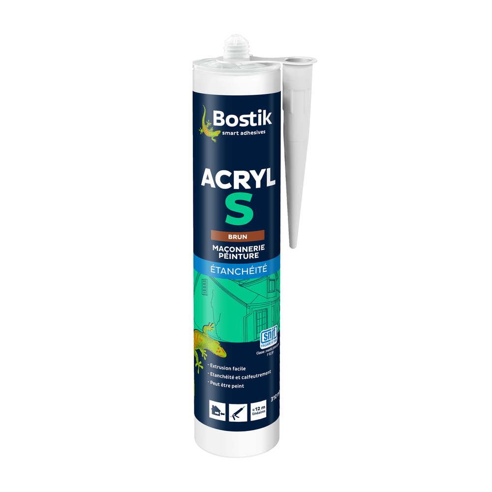 Mastic acrylique ACRYL S brun 310 ml - Lot de 12 - BOSTIK - 30613683