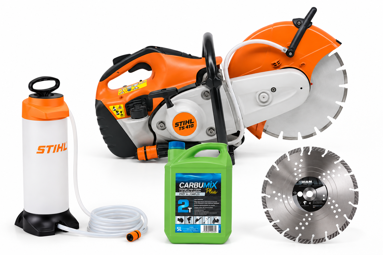 Découpeuse STIHL TS 410 Ø 300 mm - Pack prêt à l’emploi pour découpe à eau sur chantier