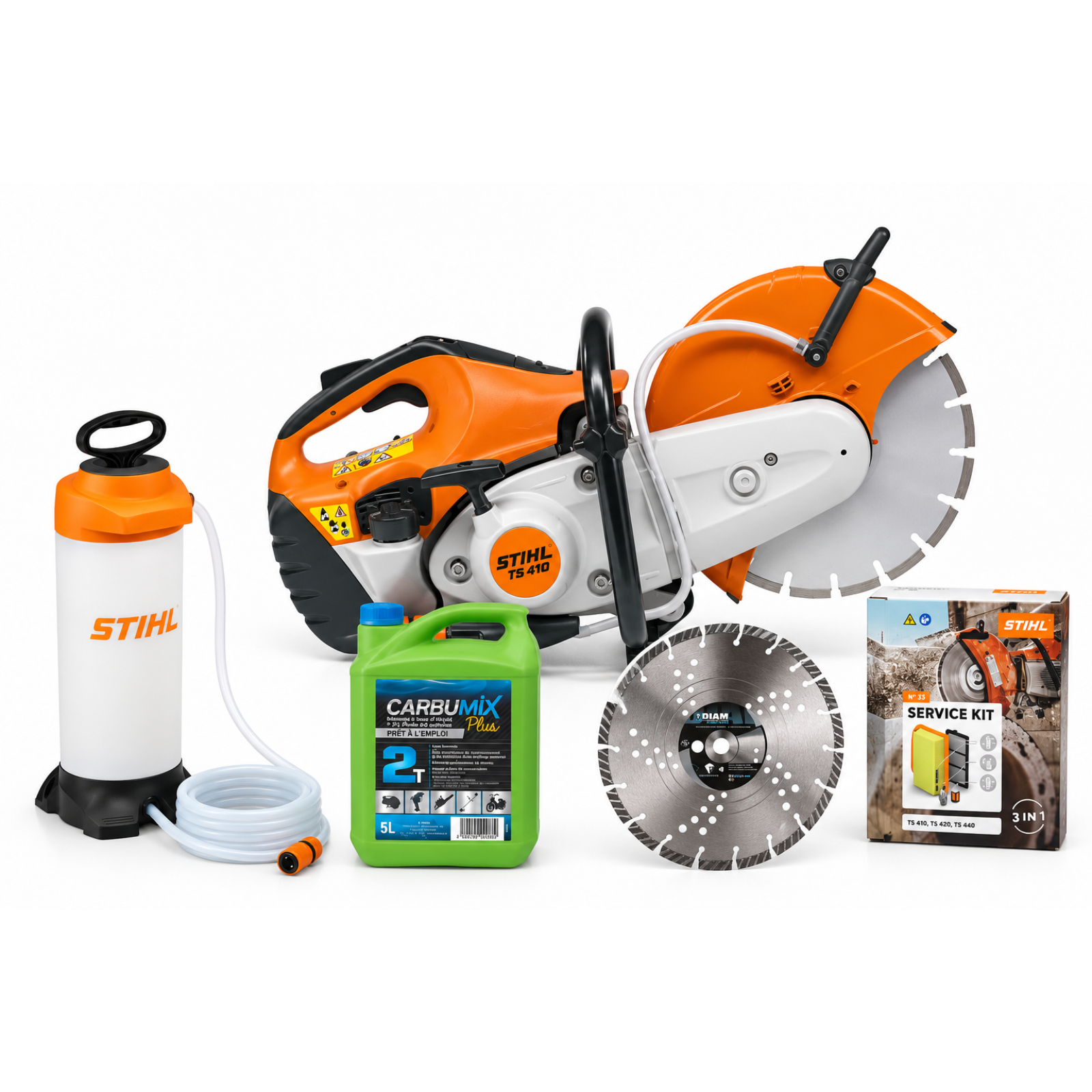 Découpeuse STIHL TS 410 Ø 300 mm - Pack prêt à l’emploi pour découpe à eau sur chantier + réparation