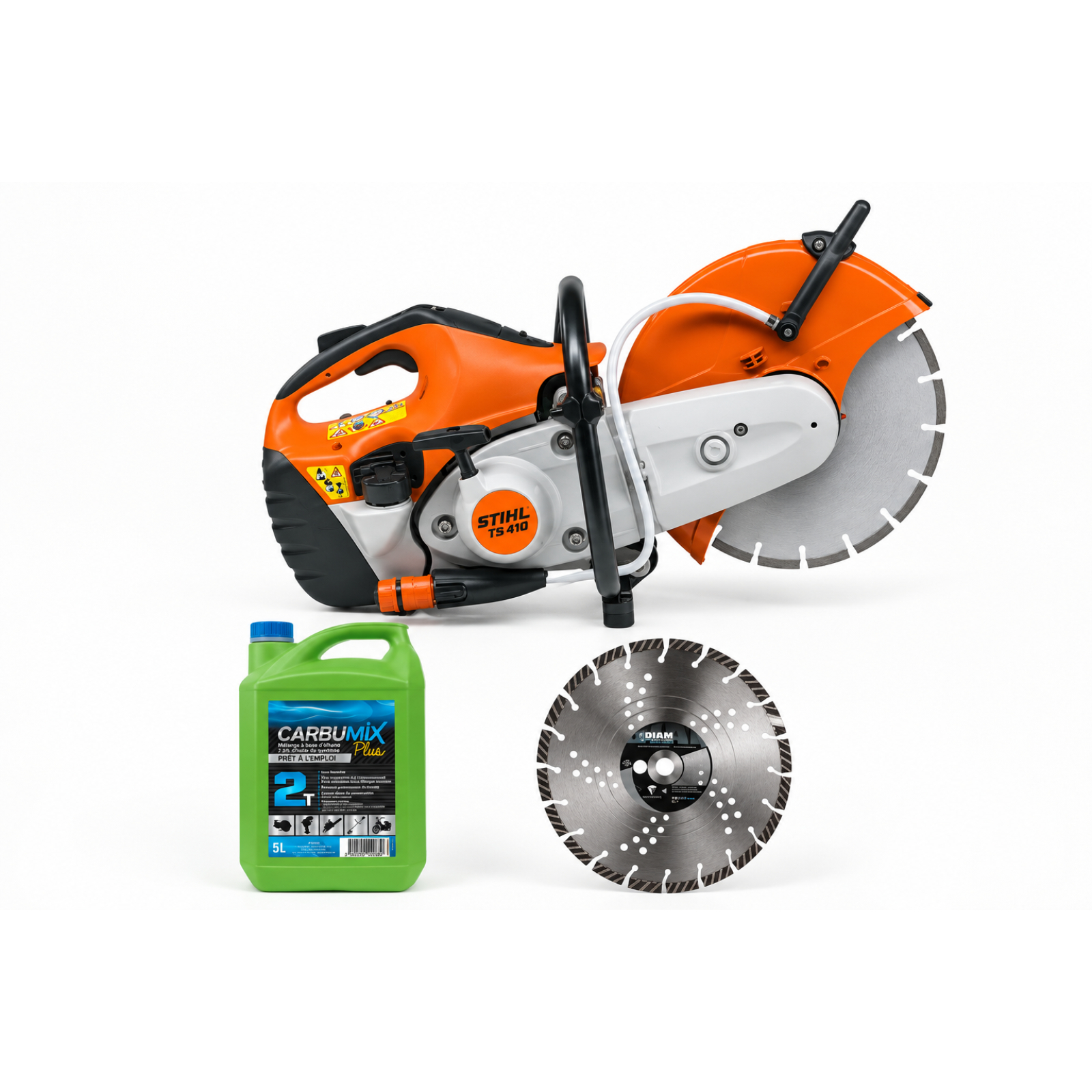 Découpeuse STIHL TS 410 Ø 300 mm avec disque diamant mixte et carburant