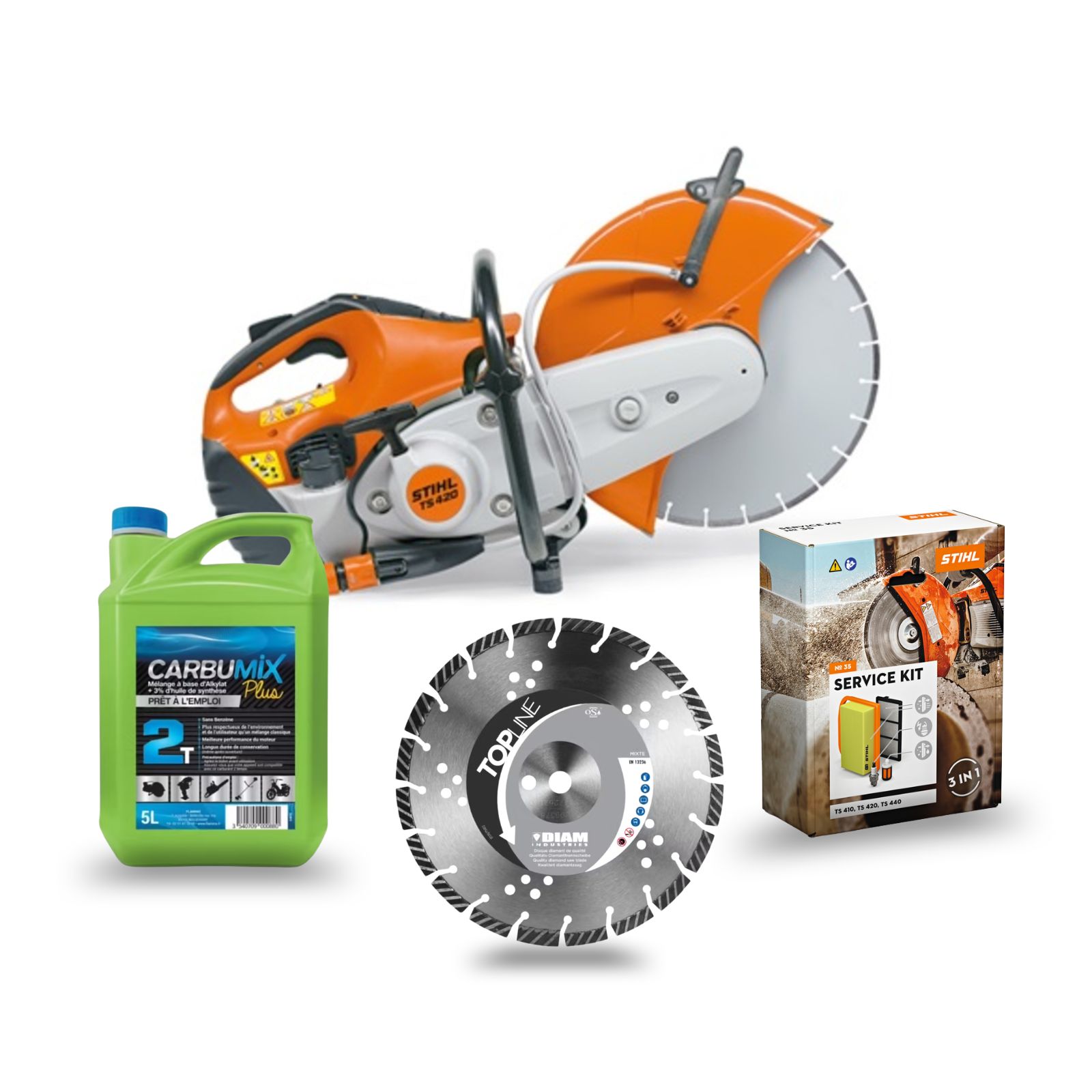Découpeuse STIHL TS 420 Ø 350 mm - Pack prêt à l’emploi pour travaux de découpe sur chantier