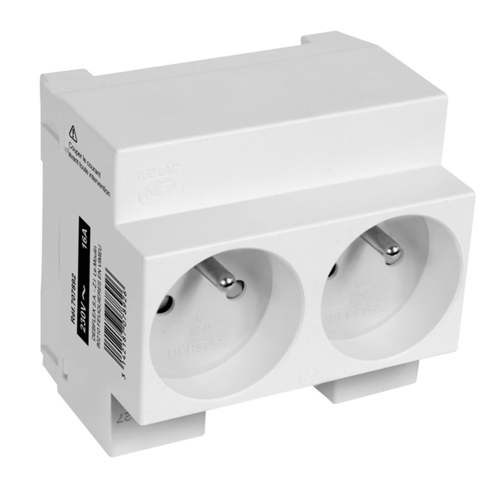 DOUBLE PRISE DE COURANT MODULAIRE 2P+T 10/16A - DEBFLEX - 707892