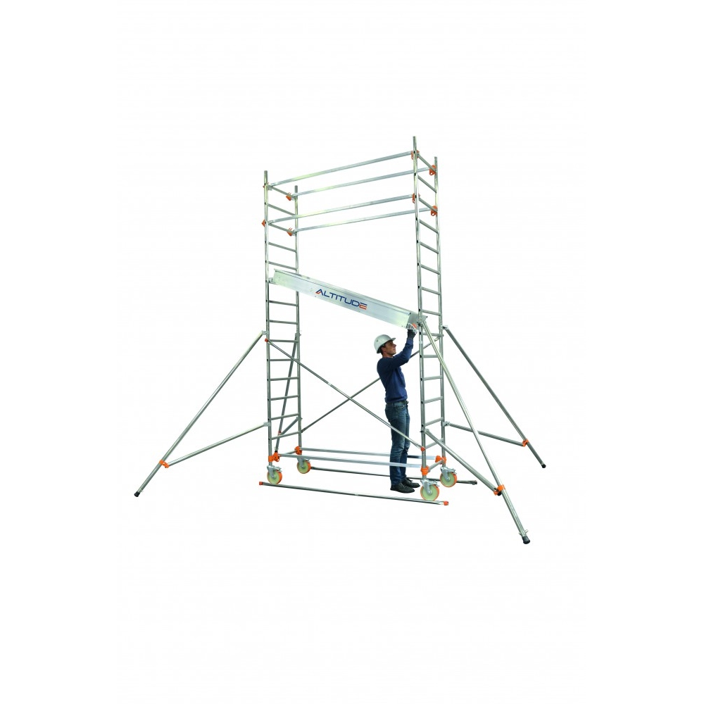 Echafaudage roulant aluminium DUARIB AL135 hauteur travail 4m80 base pliante - 513153