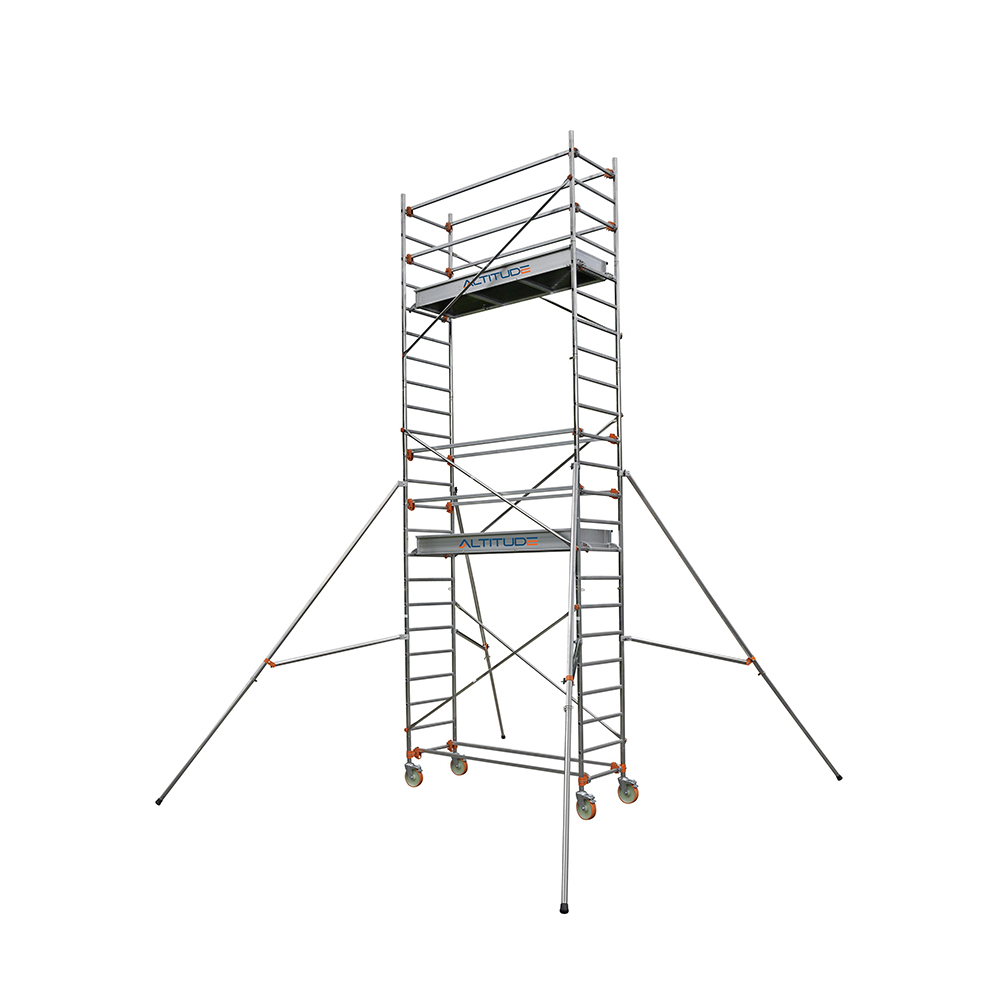 Échafaudage roulant aluminium DUARIB AL205 base standard + lisse + plancher mod. hauteur travail 4.90 m  - 513733