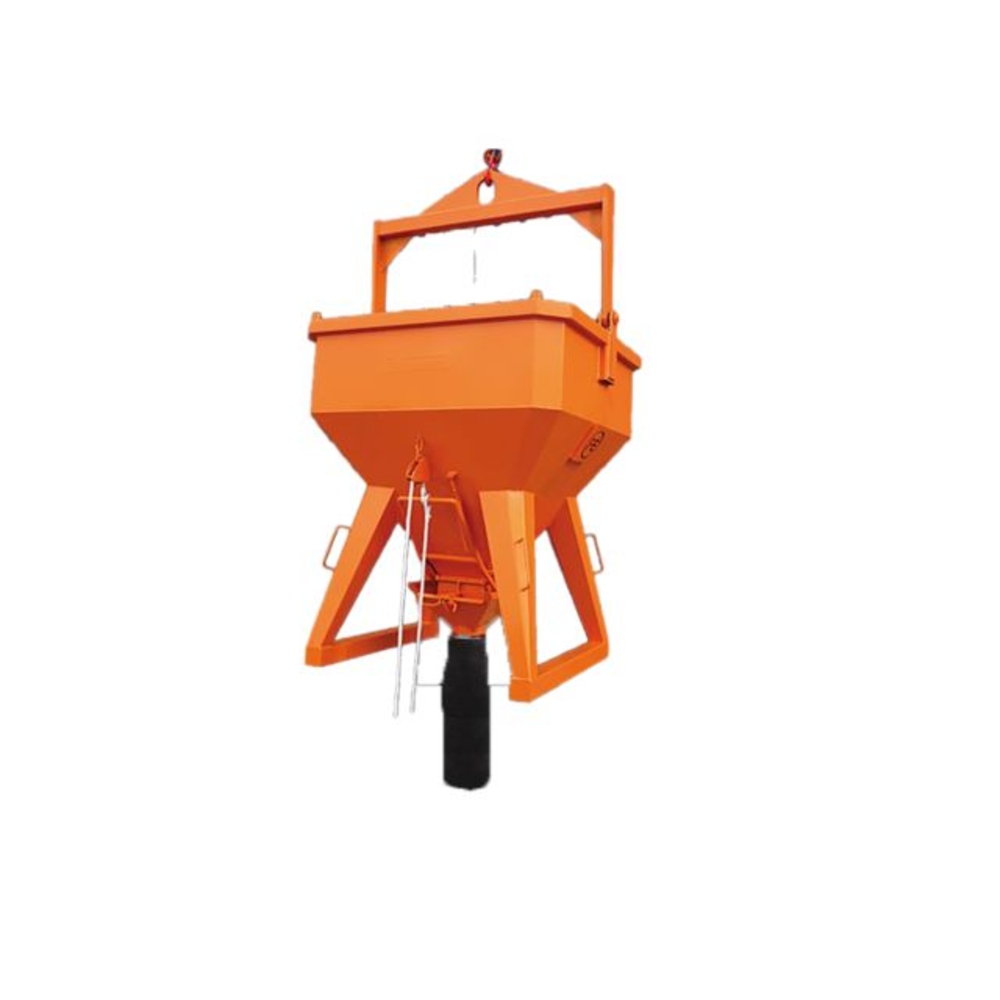 Benne à béton à tuyau 1000L droite déclenchement à corde 1034.12 - EICHINGER