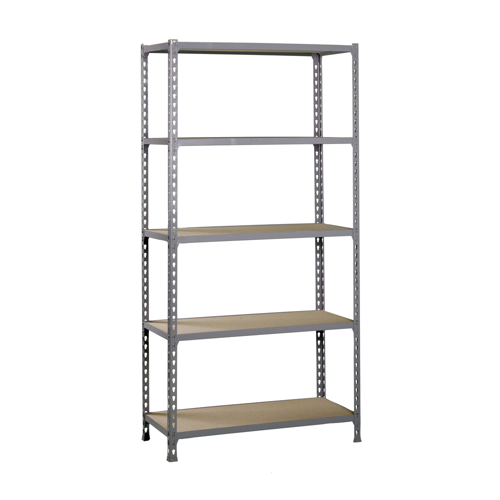 Rayonnage bois-métal léger sans vis 2000x1200x500 - 5 niveaux Gris/Bois - SIMON RACK - 8425437077609