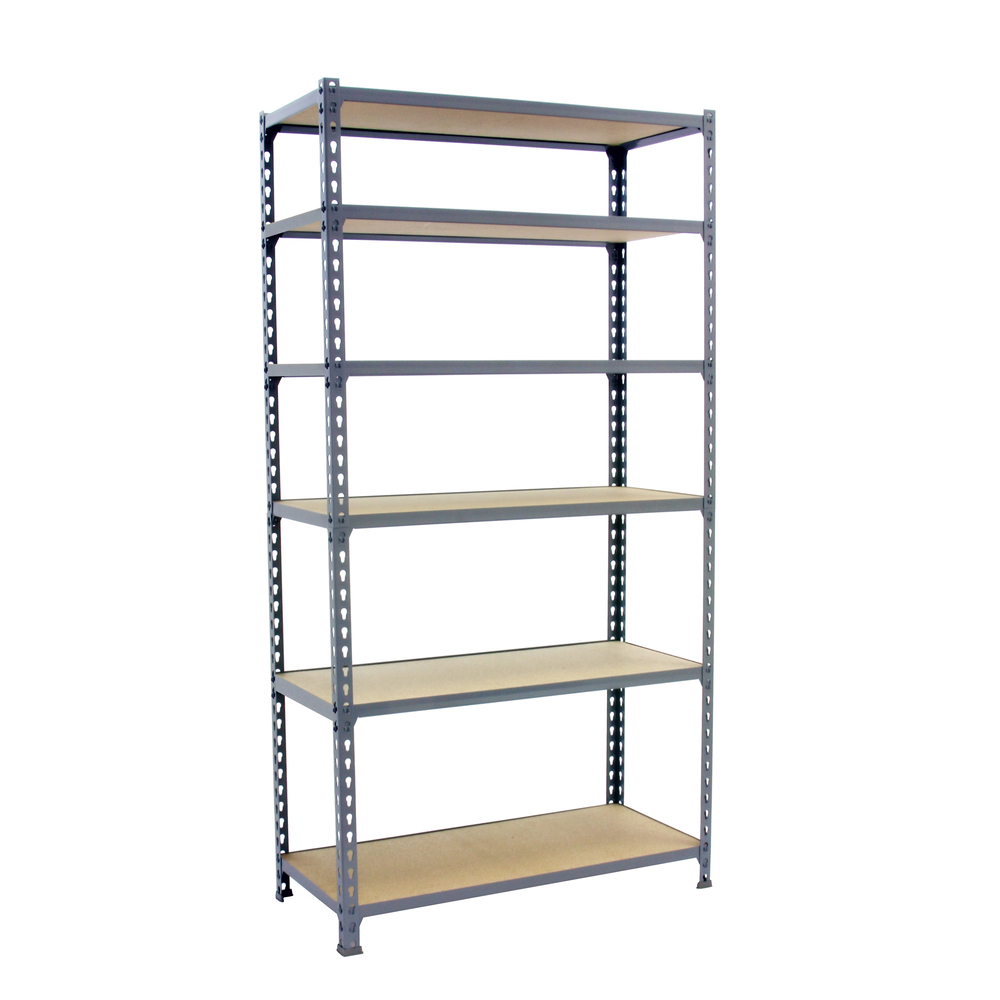 Rayonnage bois-métal léger sans vis 2500x1200x500 - 6 niveaux Gris/Bois - SIMON RACK - 8425437077753
