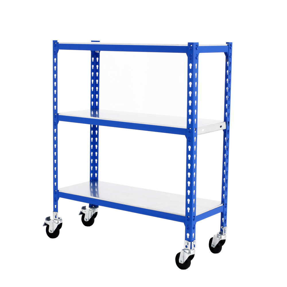 Rayonnage mobile métallique léger sans vis 975x800x300 - 3 niveaux Bleu - SIMON RACK - 8435104952764