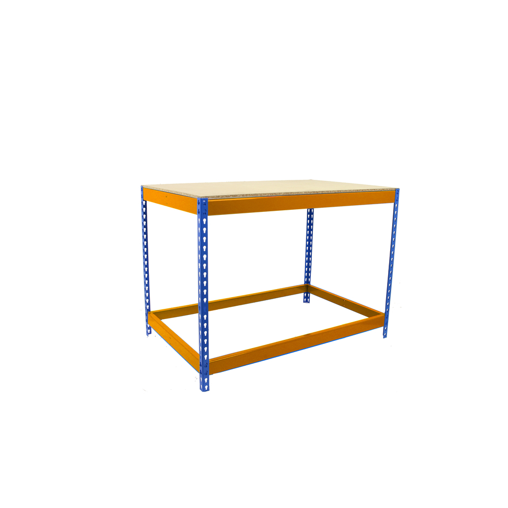 Kit établi Basic - 900x1800x900 - 1 niveau Bleu/Orange/Bois - SIMON RACK - 8435104992203