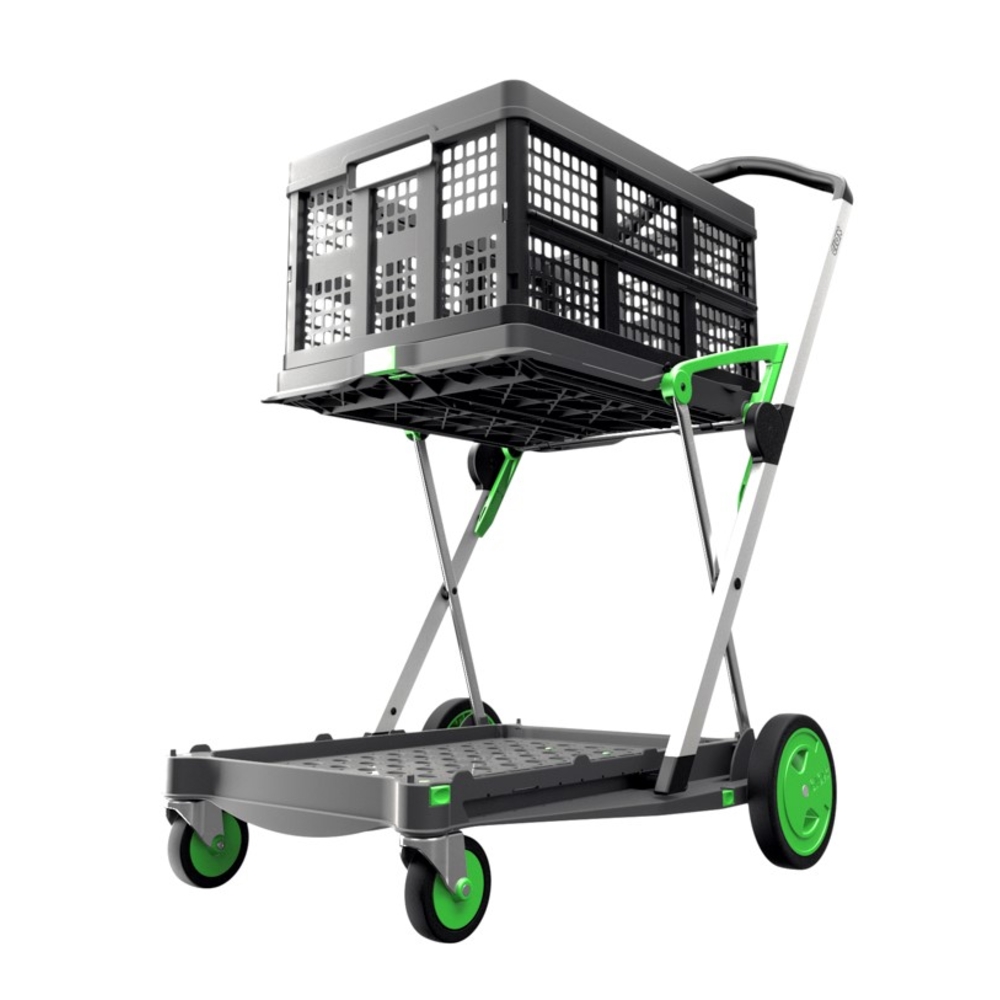 Silverline 633400 Chariot-Caisse Pliable 25 Kg - Poignée Télescopique, Roulettes Caoutchoutées