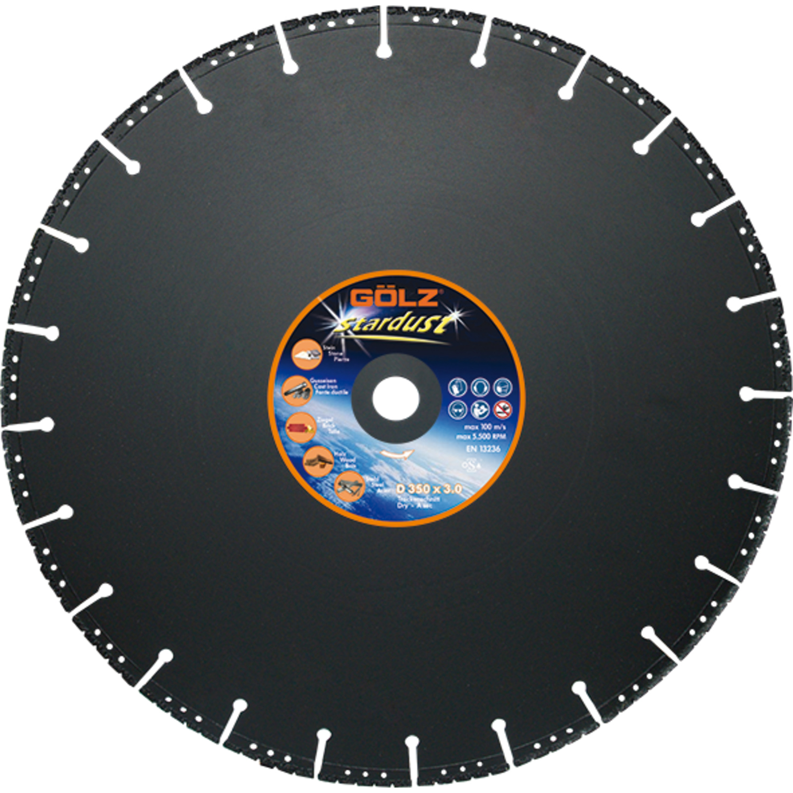 Disque diamant coupe rapide universel Ø400 mm alésage 20,0 mm 40 mm segments Stardust Universal GOLZ - 03968020400