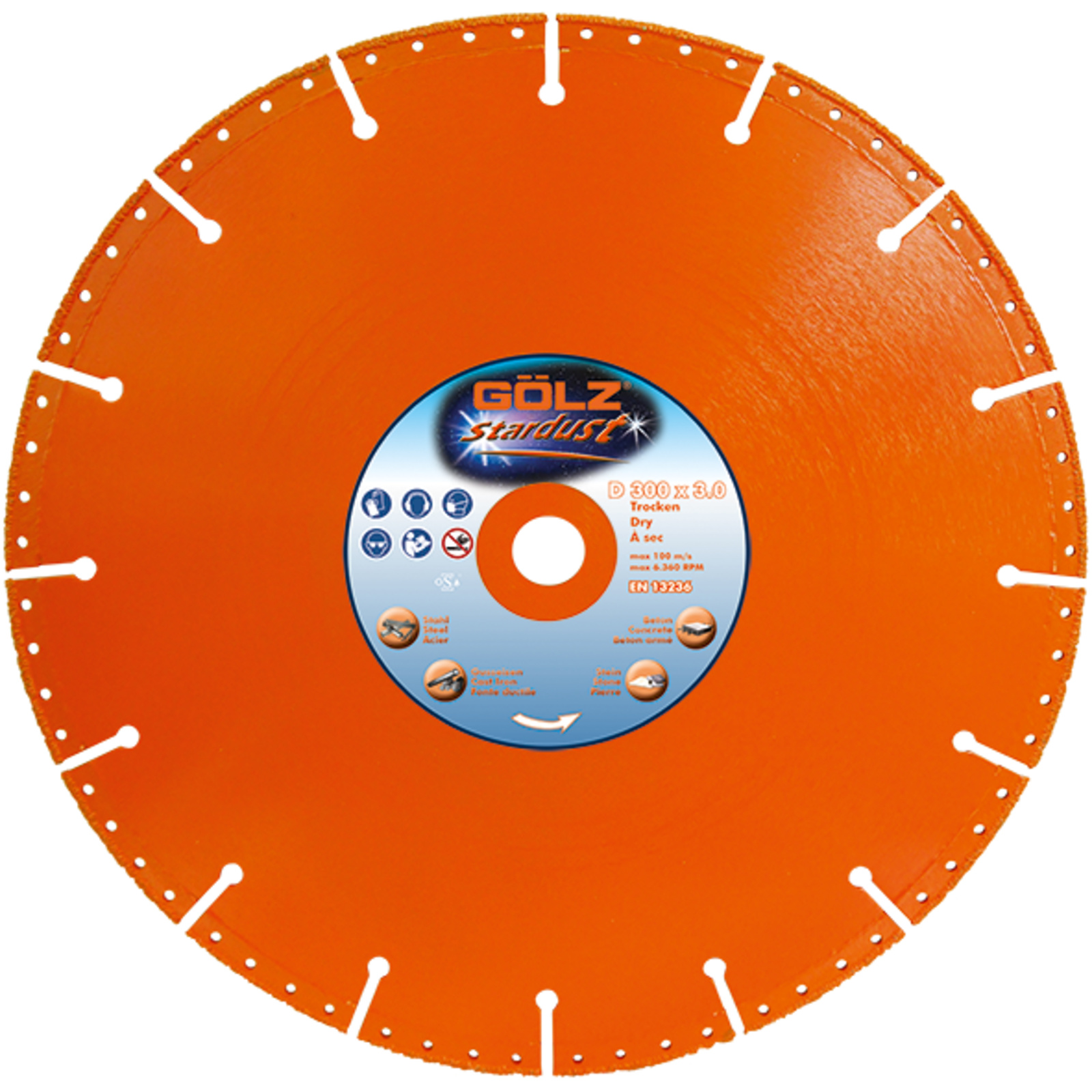 Disque diamant découpe acier 300 mm alésage 20 mm Stardust GOLZ - 04978040300