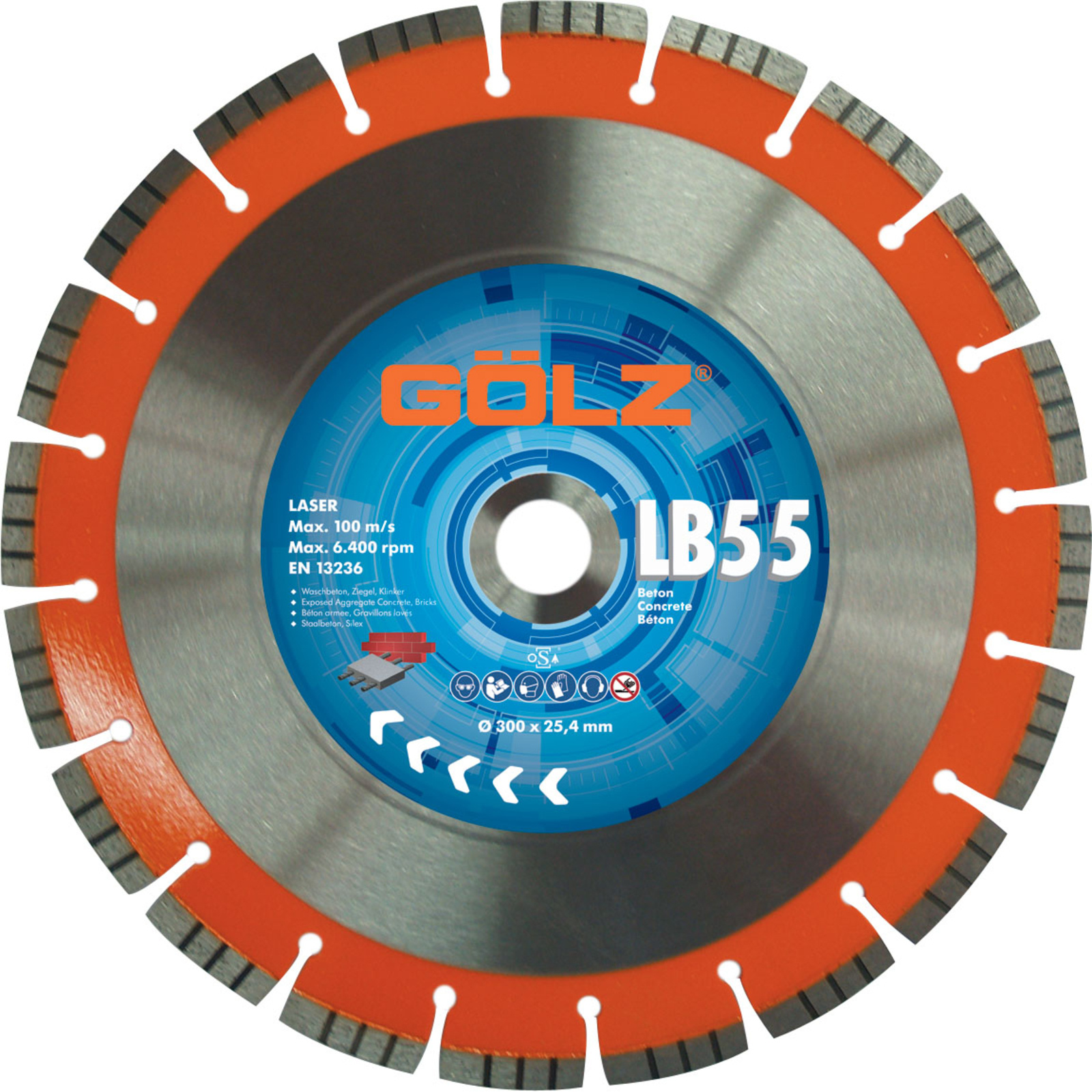 Disque diamant béton excellence 350 mm alésage 20 mm segments 10 mm LB-55 GOLZ - 04978550350