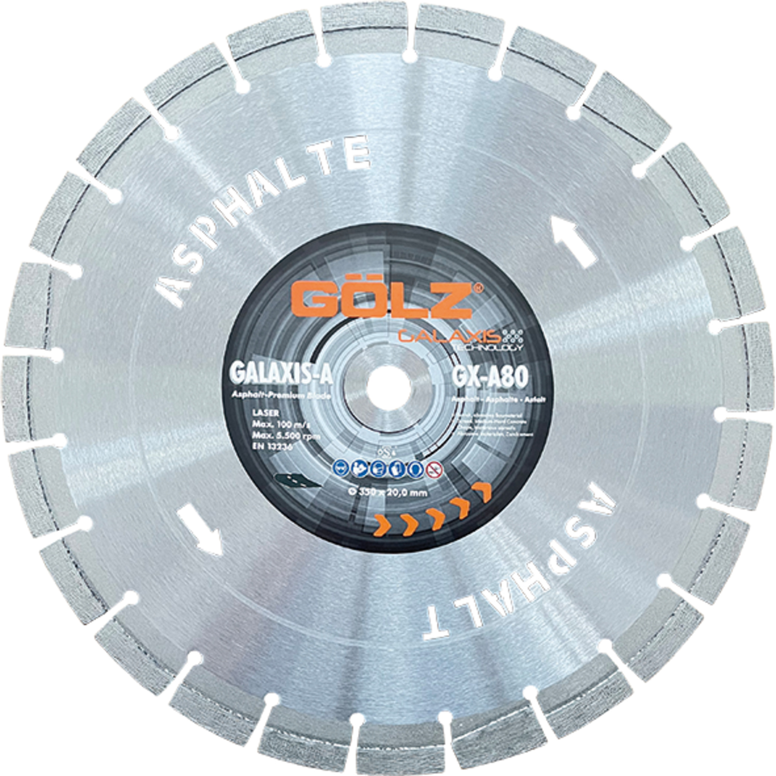Disque diamant asphalte ø450 mm alésage 25,4 mm 12 mm segments GX-A80 GOLZ - GX-A80451