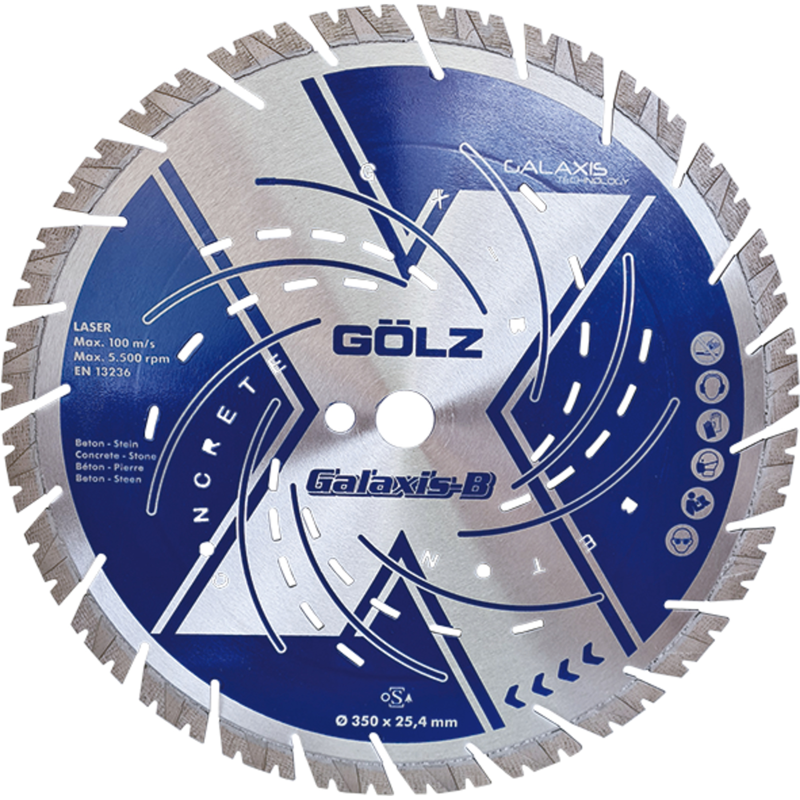 Disque diamant béton Ø350 mm alésage 25,4 mm 15 mm segments soudés laser GX-B GOLZ - GXB351