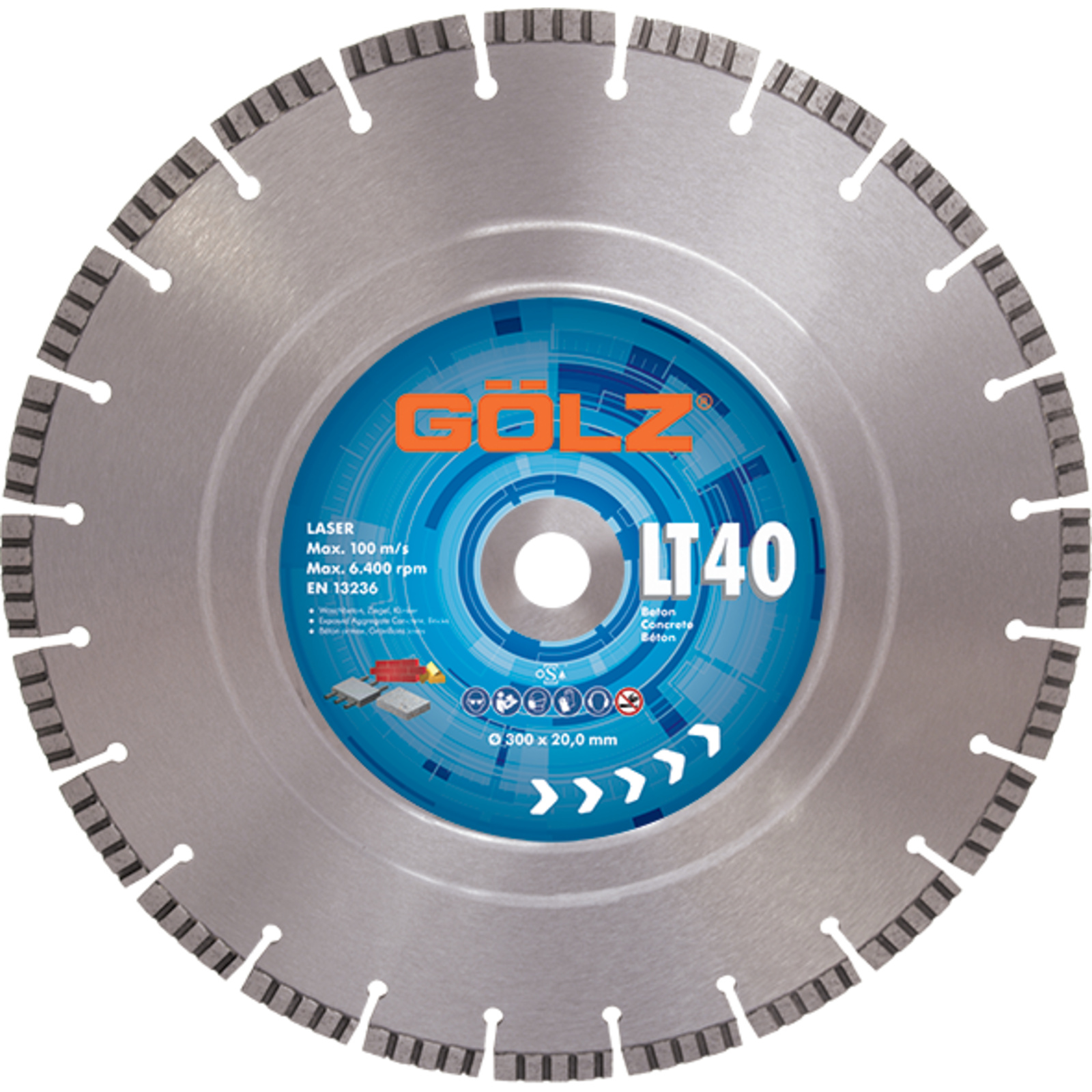 Disque diamant béton 400 mm 3,6 mm segment turbo 10 mm LT-40 GOLZ - LT40400